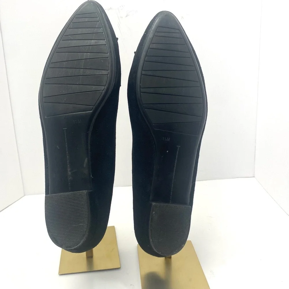 Vaneli Womens Black Suede Kiltie Fringe Pointed Toe‎ Loafers Flats Size 11M